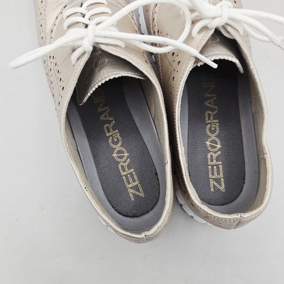 COLE HAAN ZEROGRAND GOLD METALIC LEATHER OXFORDS WOMEN'S SIZE US 8.5 B - Picture 7 of 8